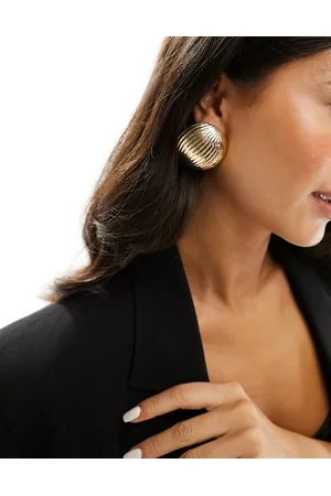 True Decadence Textured circle 80s earrings in