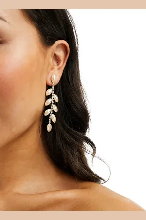 True Decadence Pearl leaf drop earrings in