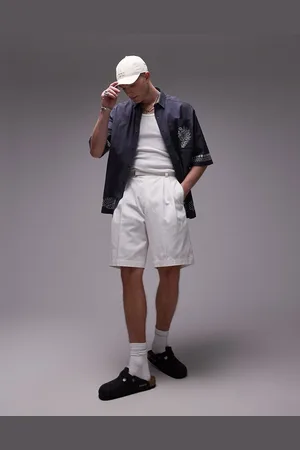 Topman Twin pleat wide short in ecru