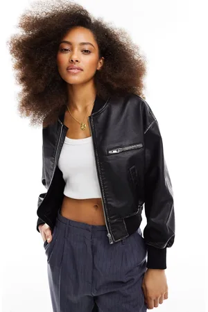 Pimkie Leather look bomber jacket in vintage