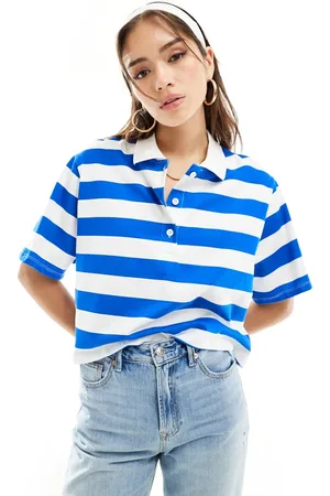 Stradivarius Oversized stripe polo top in