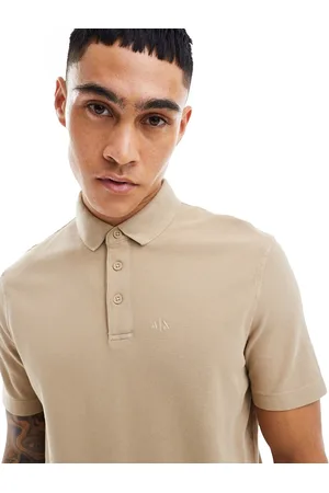 Armani Exchange Tonal logo regular fit polo in beige
