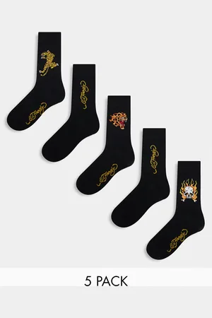 ED HARDY Arola tattoo graphic 5 pack crew socks in