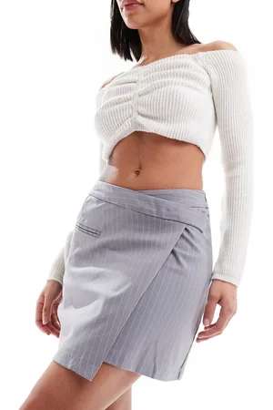 Pimkie Wrap detail mini skirt in pinstripe