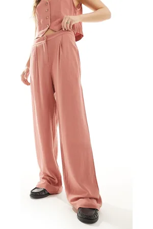 In The Style Linen wide leg trouser co-ord in burnt