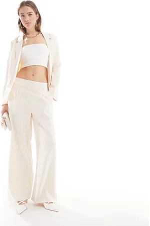 JDY High waist wide leg tailored trouser co-ord in cream