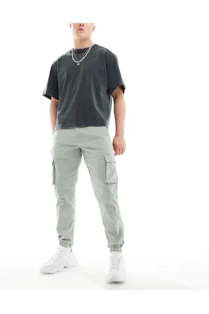 Only & Sons Slim fit cargo with cuffed bottom in light sage