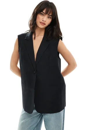 ASOS Sleeveless tailored blazer with linen in