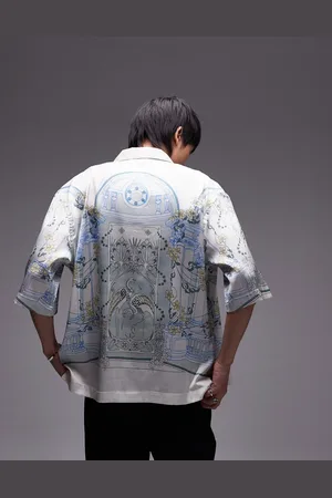 Topman Short sleeve printed border shirt in