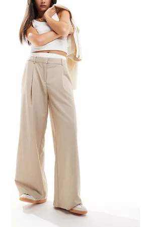 Pimkie Tailored boxer trim straight leg trousers in beige