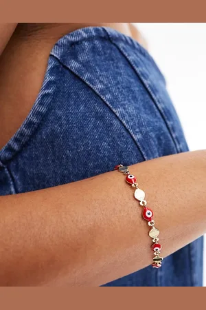 ASOS Bracelet with red eye bead detail in tone