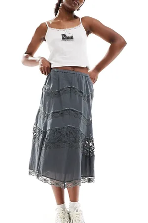 Reclaimed Western skirt with lace inserts