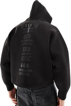 Bershka Tonal print tech zip through hoodie in