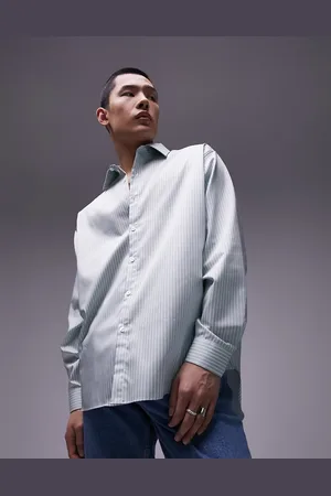 Topman Long sleeve oversized premium stripe cotton shirt in