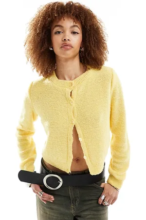Reclaimed Shrunken cardigan in lemon