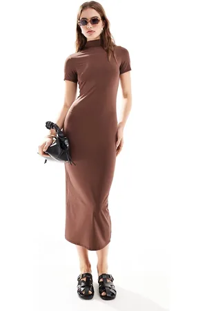 New Look Slinky turtle neck midi dress in