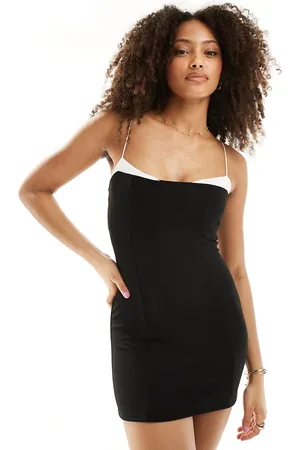 Pull&Bear Contrast bust detail cami mini dress in