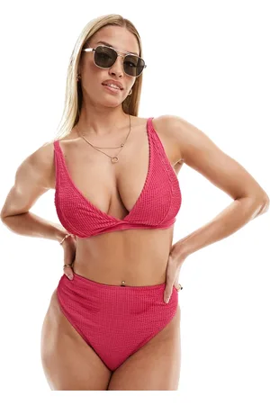 Peek & Beau Peek and Beau Fuller Bust high apex bikini top with shirred underband in hot
