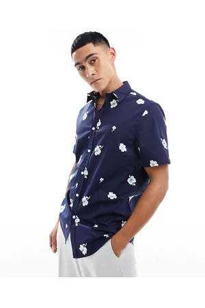 ASOS Stretch slim shirt in navy floral print