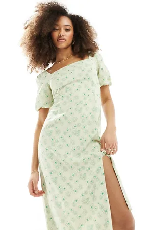 Glamorous Square neck midi tea dress in ditsy