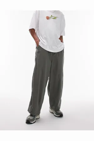 Topman Oversized cropped trousers in khaki