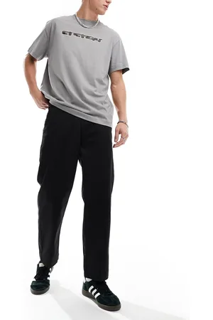 Obey Hardwork flooded pant with straight leg in washed