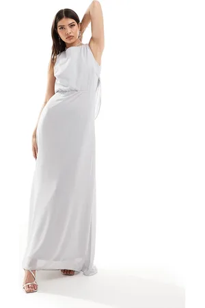 TFNC Bridesmaid chiffon cowl back maxi dress in