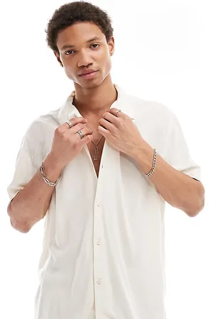 Reclaimed Viscose revere shirt in ecru