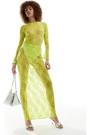 Annorlunda Bow detail maxi skirt co-ord in lime