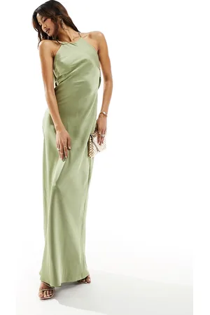 Jarlo Deep cowl back maxi dress in olive