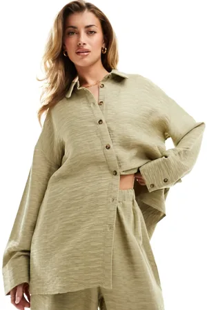 Kaiia Textured oversized shirt co-ord in pale