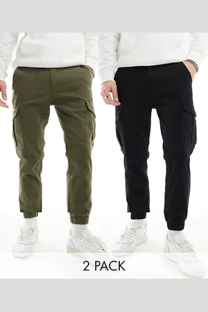 JACK & JONES 2 pack cuffed cargo trouser in & khaki