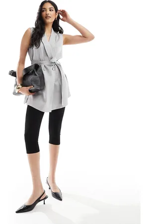 Armani Exchange Linen belted vest in cliff