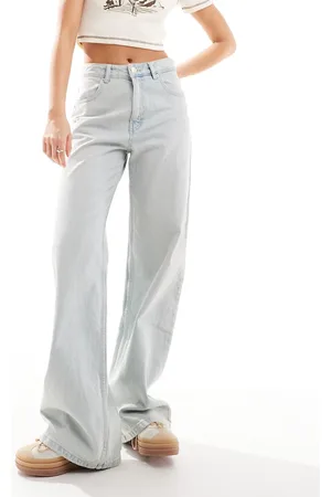 Pull&Bear High waisted wide leg jeans in light