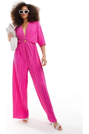 Y.A.S Plisse blouson wide leg jumpsuit in