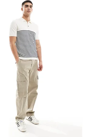 JACK & JONES Knitted polo in and navy stripes