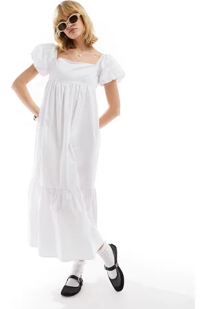 Glamorous Square neck midi smock dress in