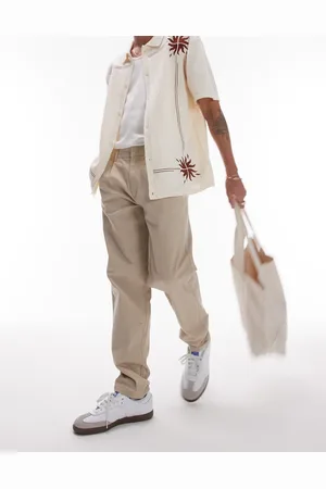 Topman Tapered chino trousers in stone