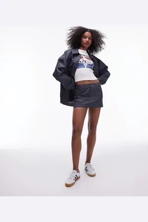Topshop Denim micro pelmet skirt in raw
