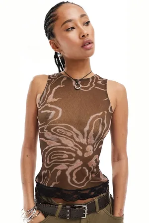 COLLUSION Printed vest with lace trim in