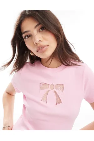 ASOS Baby tee with lace bow graphic in