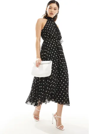 MANGO Spot halter maxi dress in