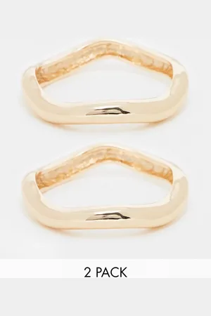 ASOS Pack of 2 cuff bracelets with wave design in tone