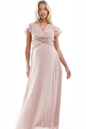 TFNC Bridesmaid wrap front maxi dress in soft
