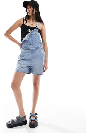 ASOS Short denim dungaree in mid