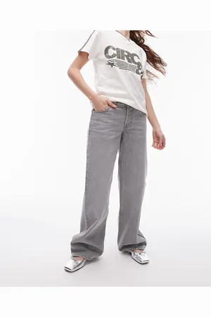 Topshop Topshp Ember low rise wide jeans in pale