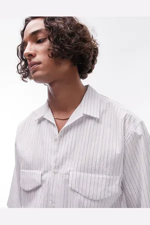 Topman Short sleeve relaxed striped double pocket shirt in