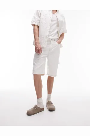Topman Longline carpenter denim short in ecru