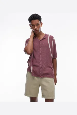 Topman Tie dye knitted button through with revere collar in