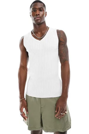ASOS Muscle lightweight knitted rib V neck vest in